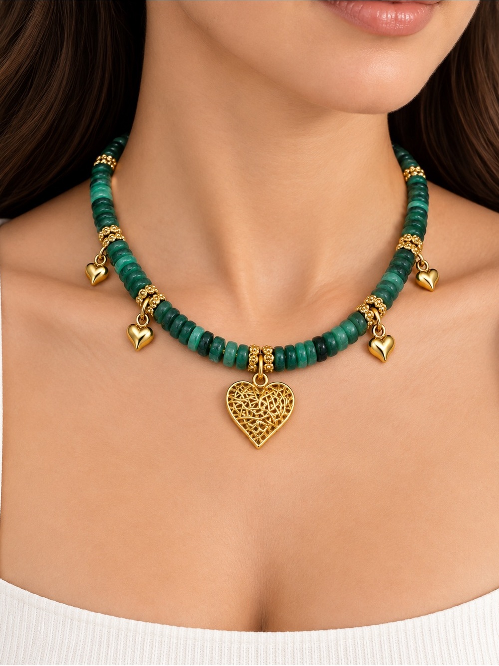 Mayamar genuine emerald and‎ 24K gold heart Charm Necklace SOLD OUT on line!